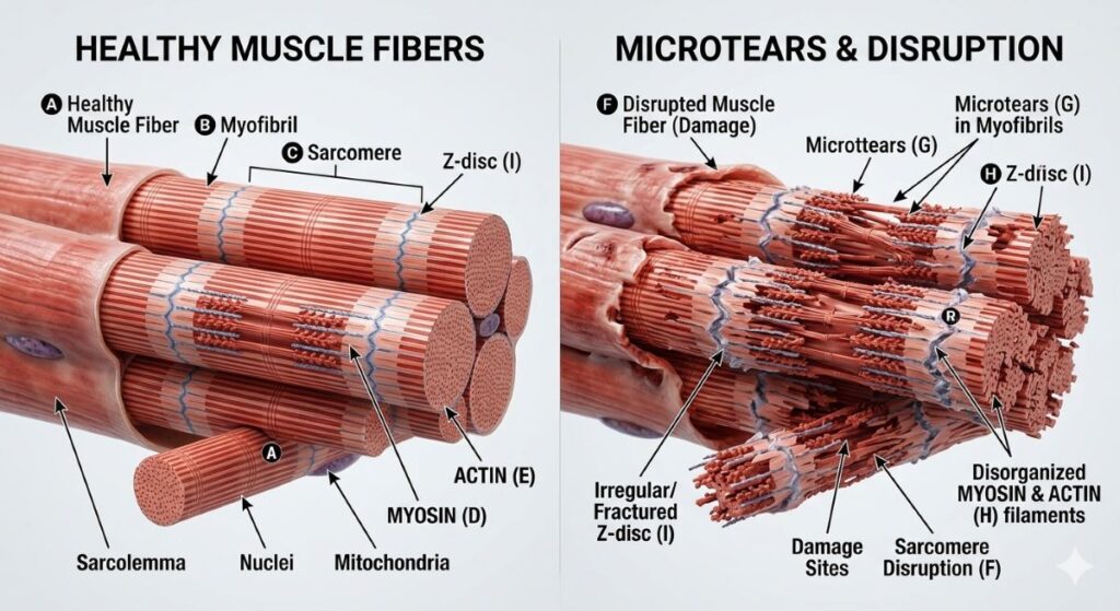 Difference between normal muscle soreness and workout injury