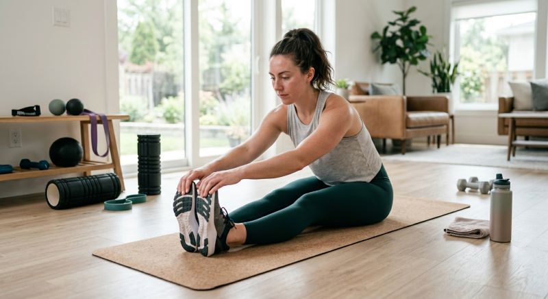 Beginner performing active recovery exercises.