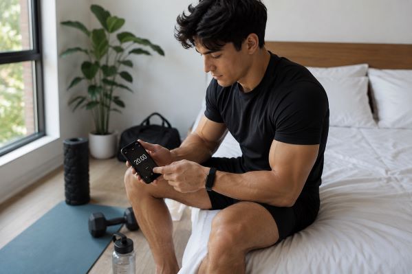 Athlete using a timer to plan an optimal recovery nap