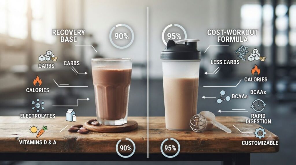 Comparison of Chocolate Milk for Recovery and a protein shake 