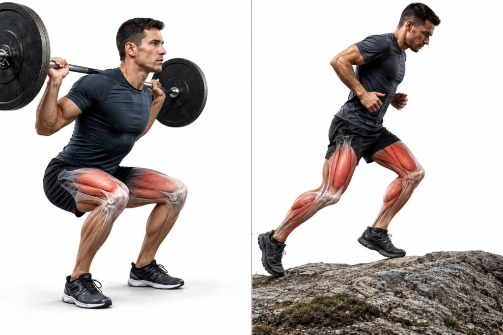 Eccentric leg exercises that commonly cause delayed onset muscle soreness