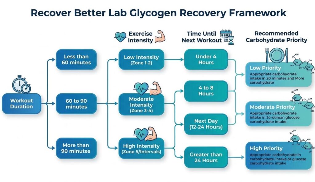 Diagram showing how workout demands influence post-workout carbohydrate needs