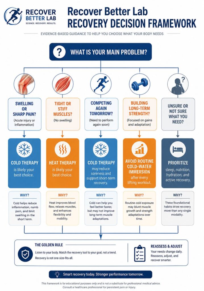 Decision framework for choosing cold or heat therapy after exercise