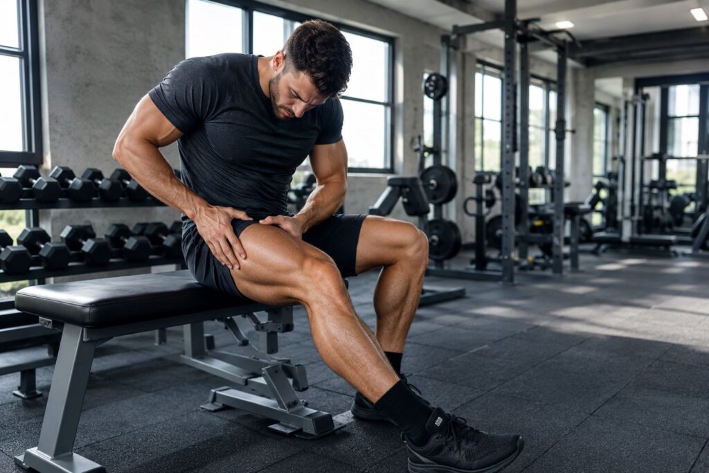 Why do legs stay sore longer after exercise due to delayed onset muscle soreness (DOMS)