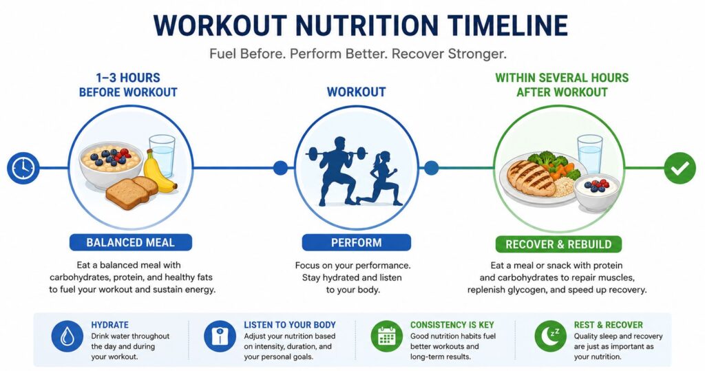 Workout meal timing before and after exercise