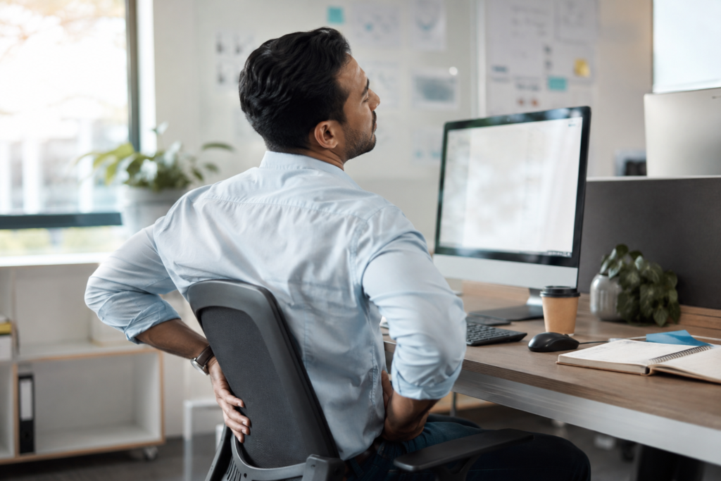 Early signs of too much sitting affecting posture, comfort, and movement