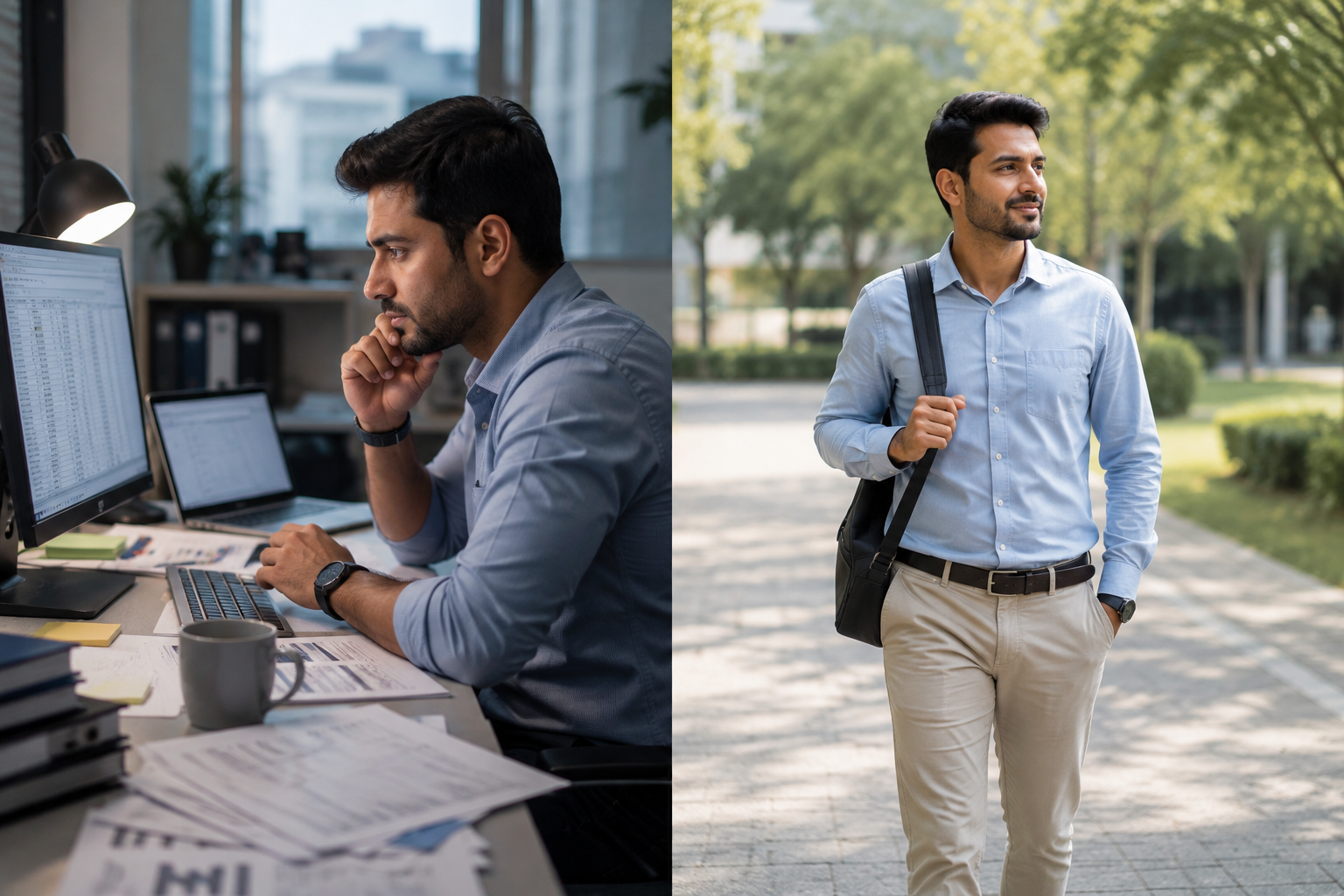 Office worker experiencing mental fatigue after prolonged desk work